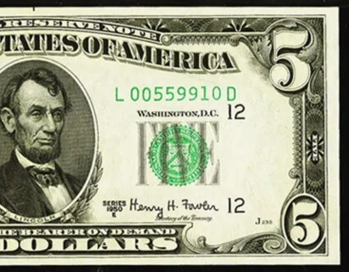 1950E Federal Reserve Note. The L-D block had a printing of roughly one-fourth of the L-C block