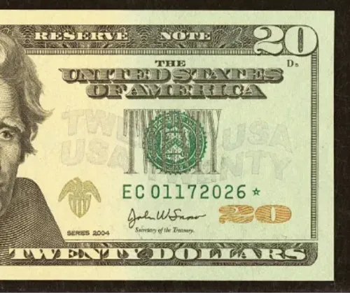 01/17/2026 $20 2004 Federal Reserve Star Note. 