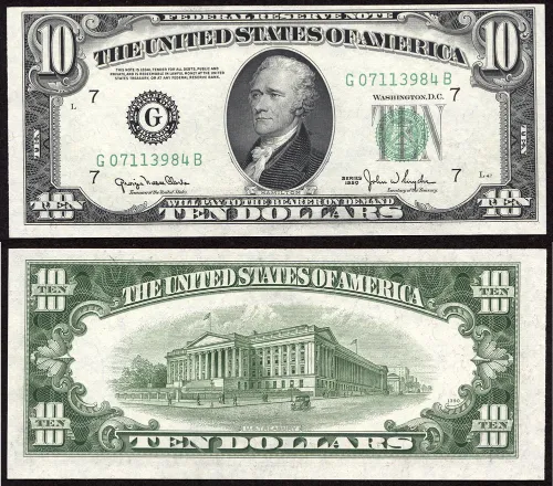 $10 1950 Narrow Federal Reserve Note.