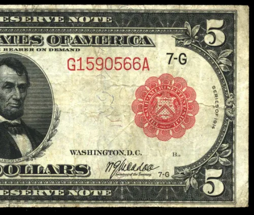 1914 Federal Reserve Note Red Seal.