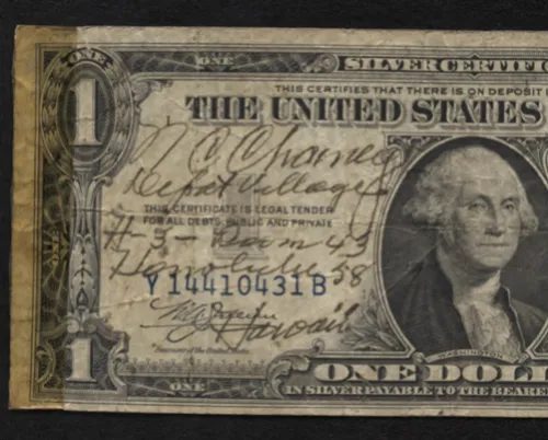 Short Snorter Fr. 1608 $1 1935A Silver Certificate.
