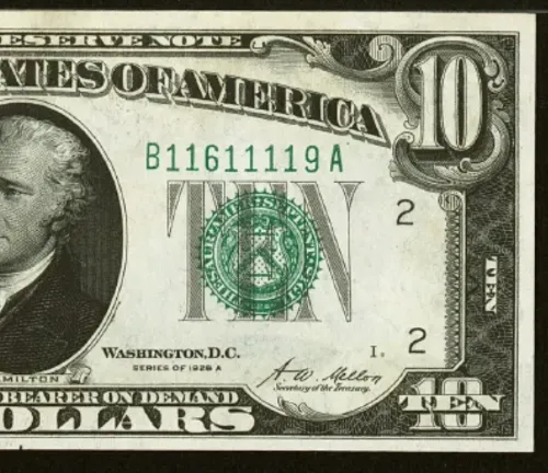 Six of a Kind $10 1928A Federal Reserve Note.