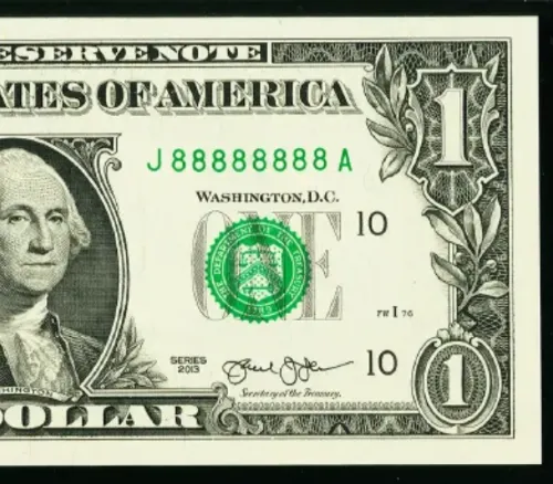 Solid Serial Number 88888888 $1 FRN