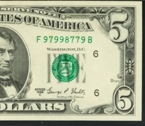 Trinary $5 1969C Federal Reserve Note